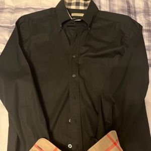 Mens Burberry Brit Button Down Color Black Size Small